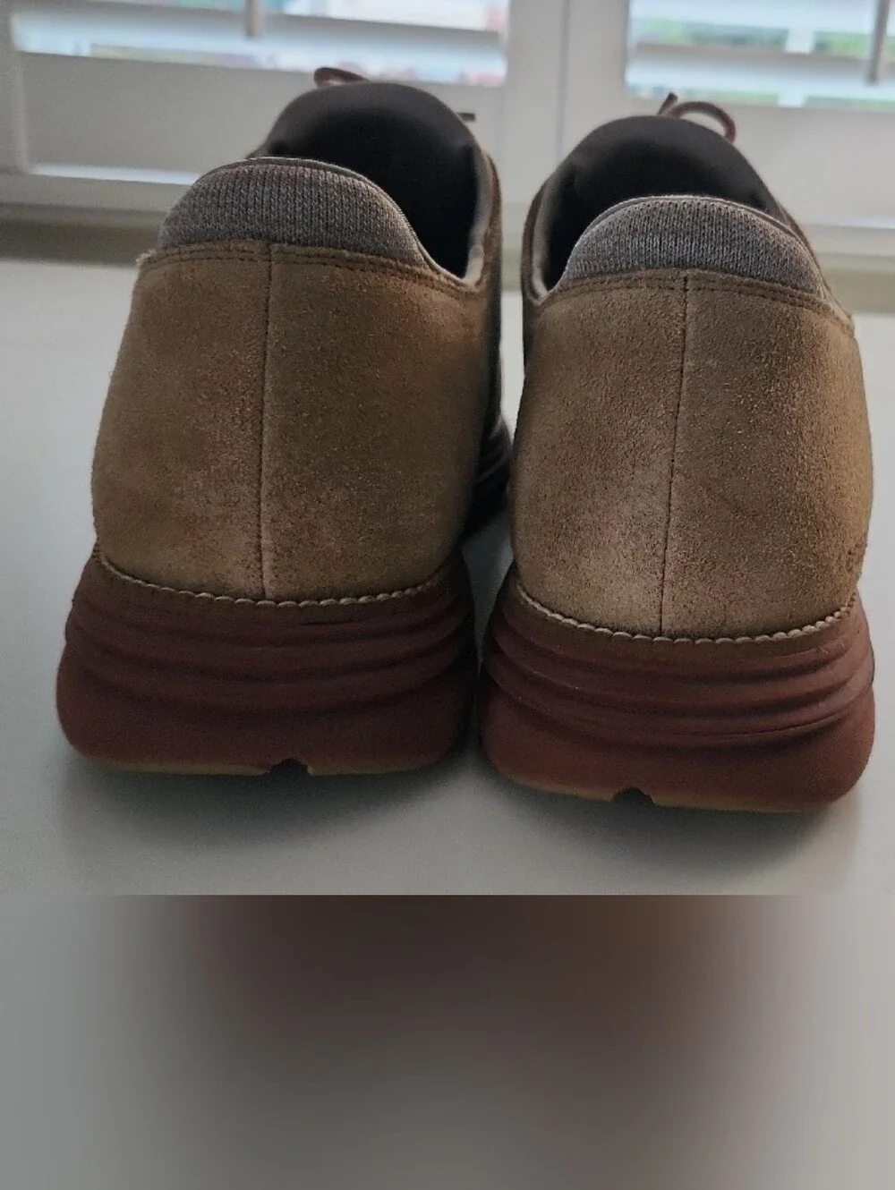 Cole Haan Suede Derby Shoes in Tan and Brown
